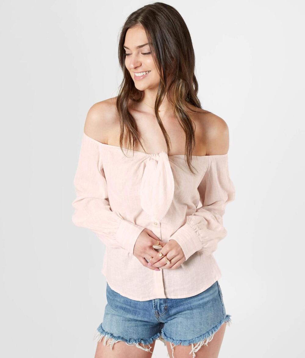 Free People Hello There Beautiful Top Off Shoulder Blouse M